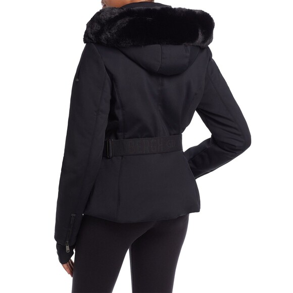 GOLDBERGH Black Faux Fur Border Belted HIDA SKI JACKET Large (US 10) - Picture 3 of 7